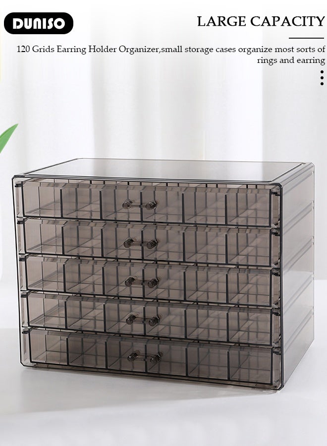 DUNISO Acrylic Jewelry Organizer Box with 5 Drawers Clear Jewelry Storage Box for Women,Earring Jewelry Organizer Transparent Jewelry Box Display Storage Case for Earrings, Rings, Beads, Necklace - Image 5