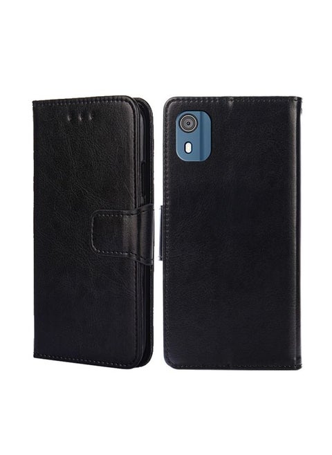 Case Cover For For Nokia C02 TA-1522 Crystal Texture Leather Phone Case(Black)