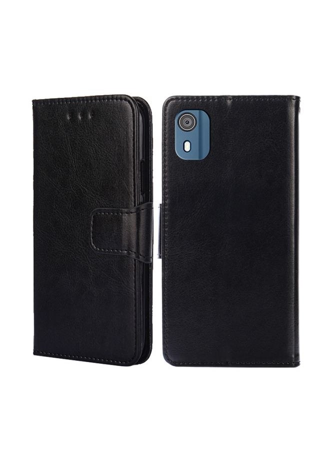 HuHa - Case Cover For For Nokia C02 TA-1522 Crystal Texture Leather Phone Case(Black) - Image 1