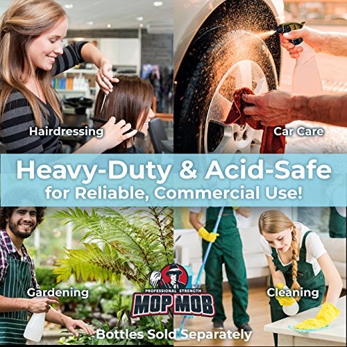 Mop Mob Leak-Free Acid Resistant Spray Head 4 Pack by Durable Industrial Sprayer for Acid-Based Wheel Cleaner Used in Auto/Car Detailing. Heavy Duty Low-Fatigue Trigger and Nozzle with 9 1/4 Dip Tube - Image 3