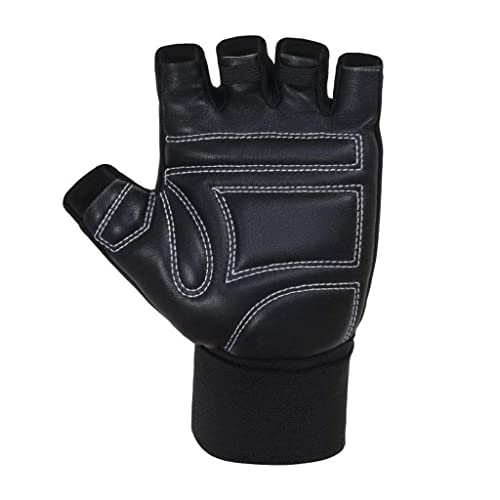 NEVER LOSE Unisex Leather Gym Gloves | for Professional Weightlifting, Fitness Training and Workout | with Half-Finger Length, Wrist Wrap for Protection (XL, Sheep Leather) - Image 4