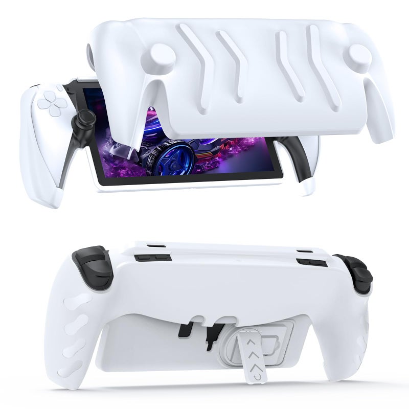 JOYTORN Full Protective Case Cover Compatible with PlayStation Portal Remote Player,PS5 Portal Case with Detachable Front Shell,Back Case-Frosted Handheld Design(White) - Image 1