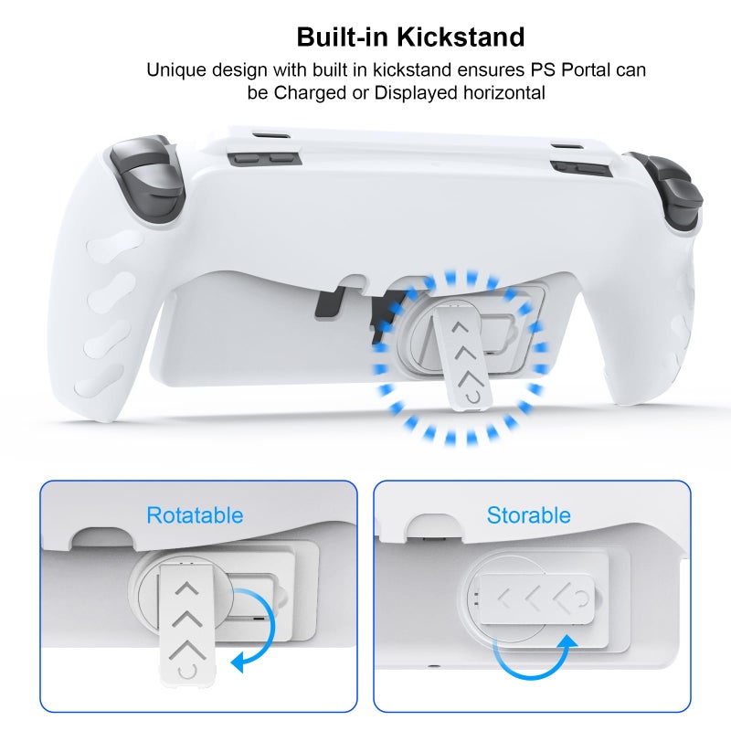 JOYTORN Full Protective Case Cover Compatible with PlayStation Portal Remote Player,PS5 Portal Case with Detachable Front Shell,Back Case-Frosted Handheld Design(White) - Image 4