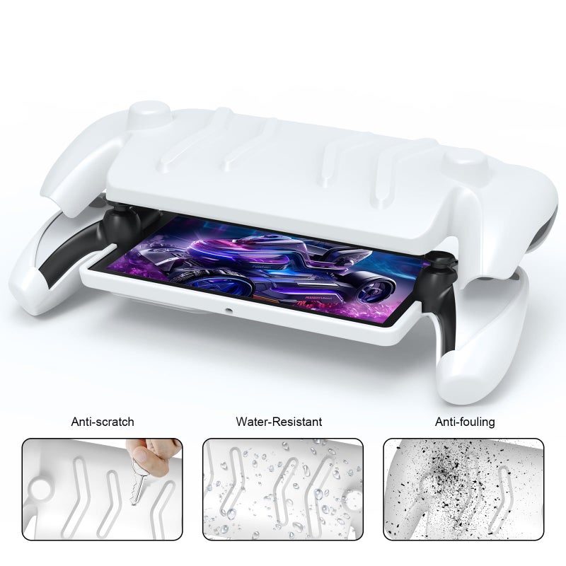 JOYTORN Full Protective Case Cover Compatible with PlayStation Portal Remote Player,PS5 Portal Case with Detachable Front Shell,Back Case-Frosted Handheld Design(White) - Image 2