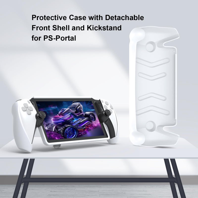 JOYTORN Full Protective Case Cover Compatible with PlayStation Portal Remote Player,PS5 Portal Case with Detachable Front Shell,Back Case-Frosted Handheld Design(White) - Image 5