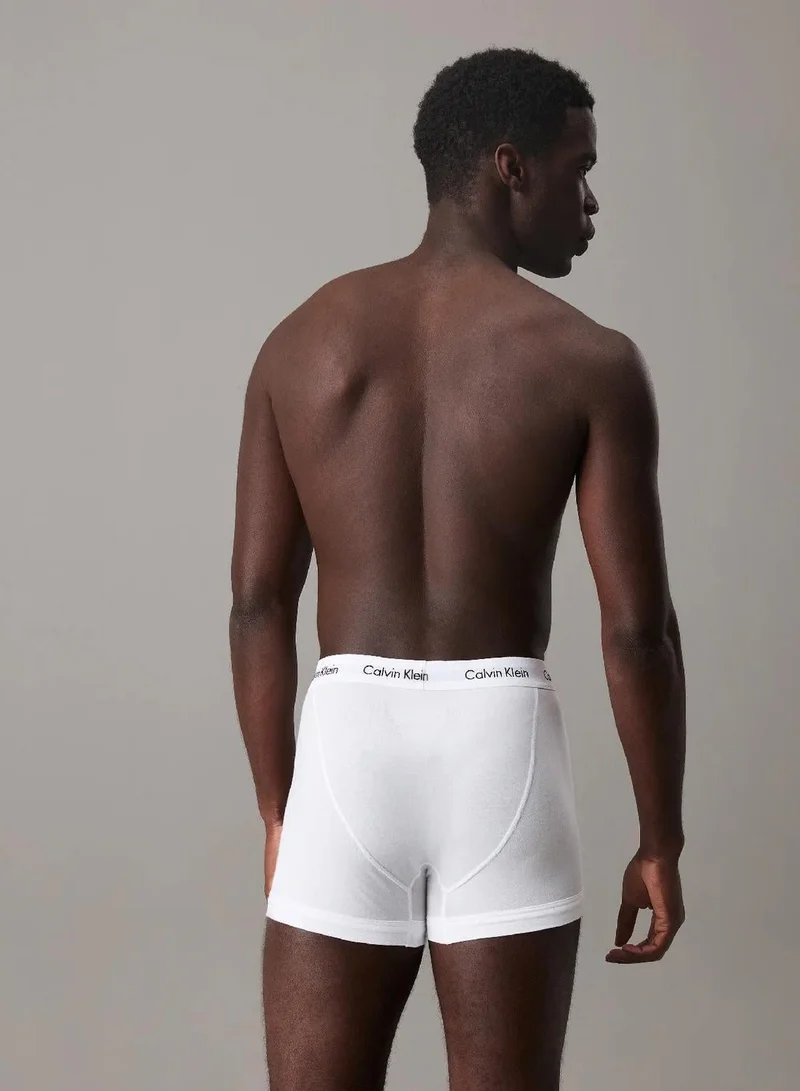 Calvin Klein WHITE/RED GINGER/PYRO BLUE 3 Pack Trunks - Cotton Stretch for Men | Best Price UAE