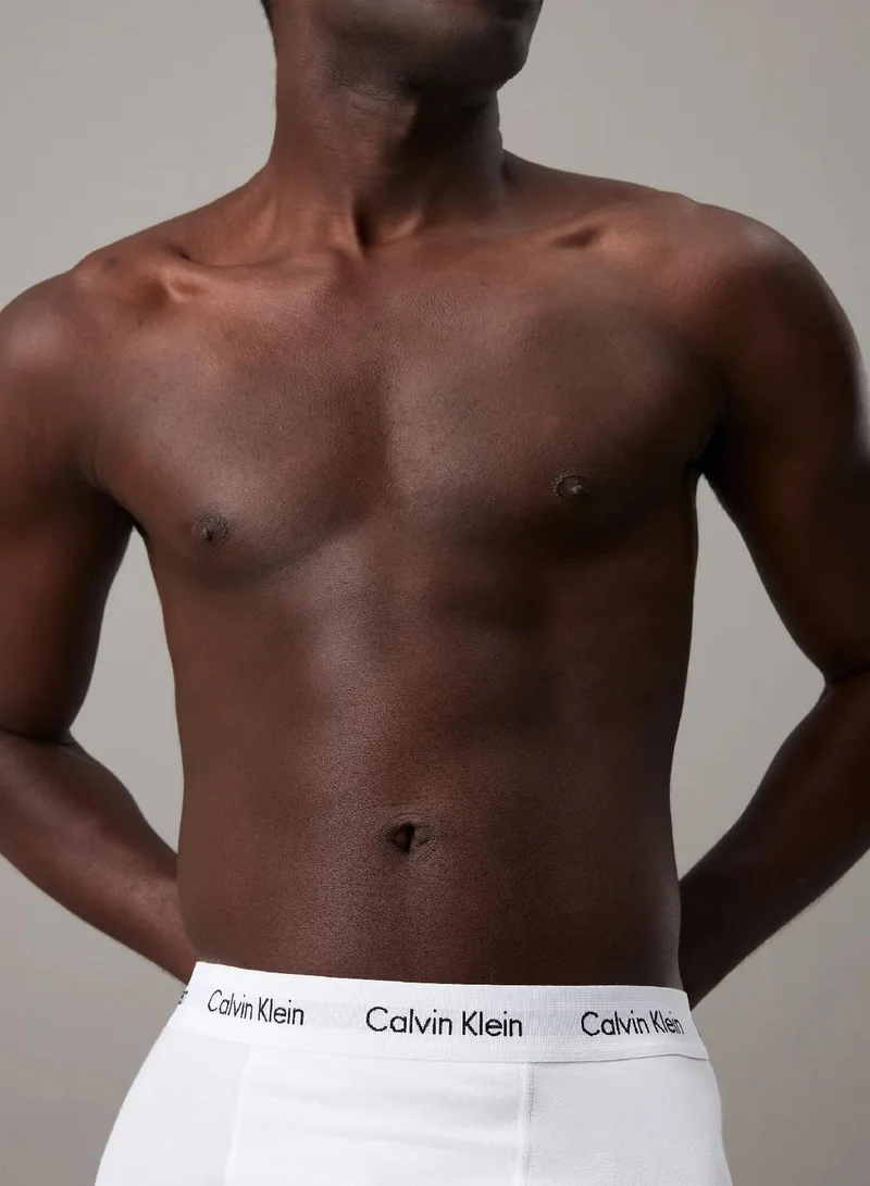 Calvin Klein WHITE/RED GINGER/PYRO BLUE 3 Pack Trunks - Cotton Stretch for Men | Best Price UAE