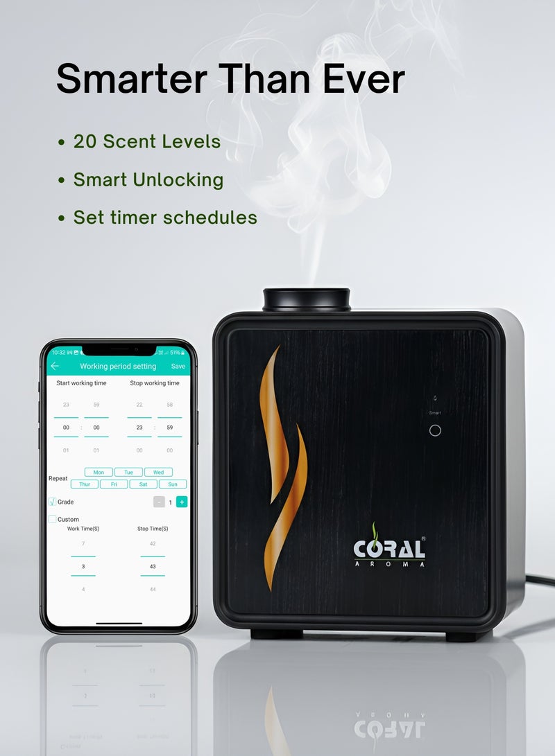 CORAL AROMA Scent Aura Portable Smart Aroma Diffuser – Metal & Glass, App Control, 180ml Bottle, 600m³ Coverage - Image 4