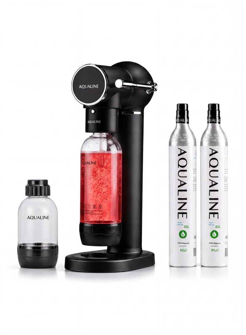 AQUALINE ESSENCE PRO Soda Maker | Sparkling Water Maker | Sparkle Any Drink | Premium Kit | Fizz Infuser Technology | 2× CO₂ Cylinders | Black - Image 1