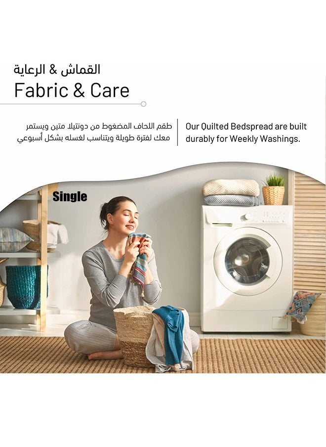 عربست طقم من 4 قطع - طقم مريح مبطن من الألياف الدقيقة بنسبة 100% - فراش مضغوط 160*210 سم، عالمي لجميع المواسم، بني صحراوي، فاخر للاستخدام الشخصي  - Image 5