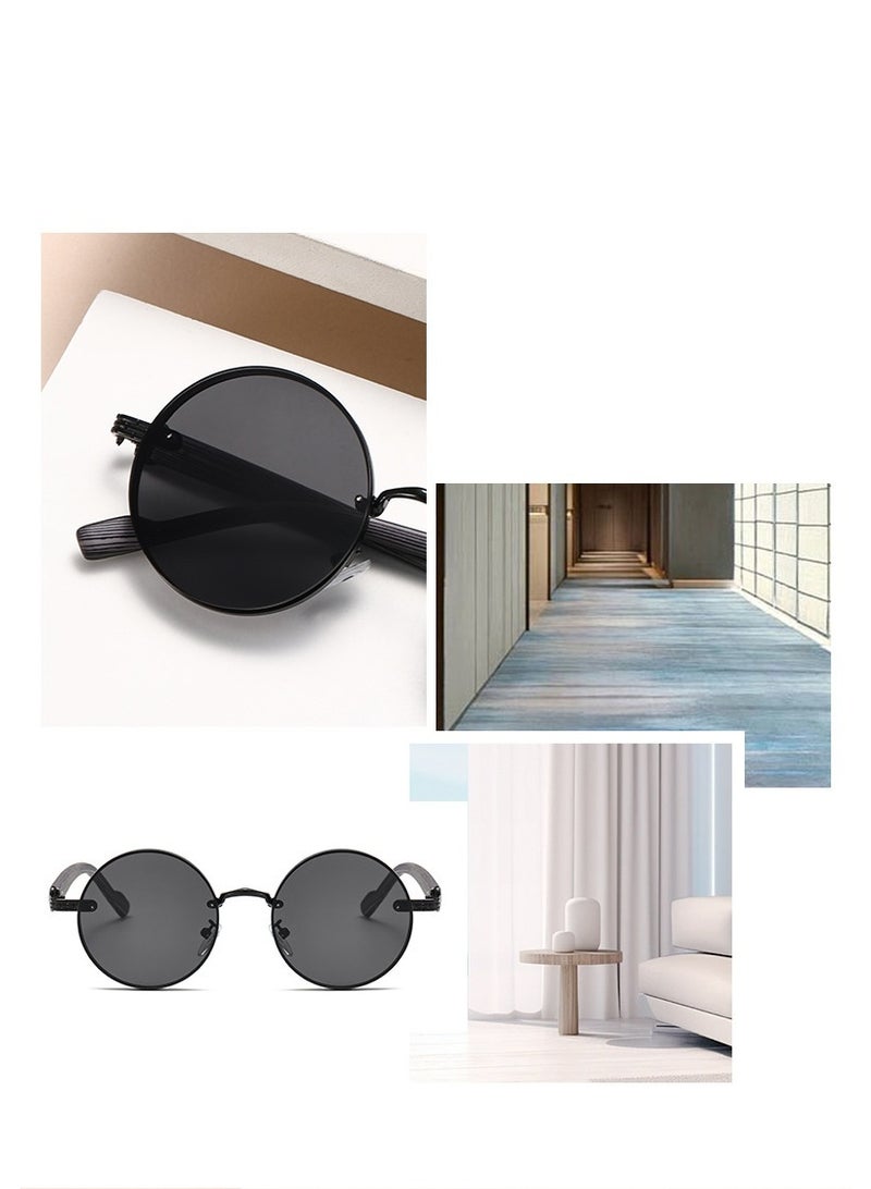 PEI  AN نظارات شمسية عصرية - إطار دائري معدني مع عدسات عاكسة للحماية من الشمس أثناء القيادة والأنشطة الخارجية - Image 3