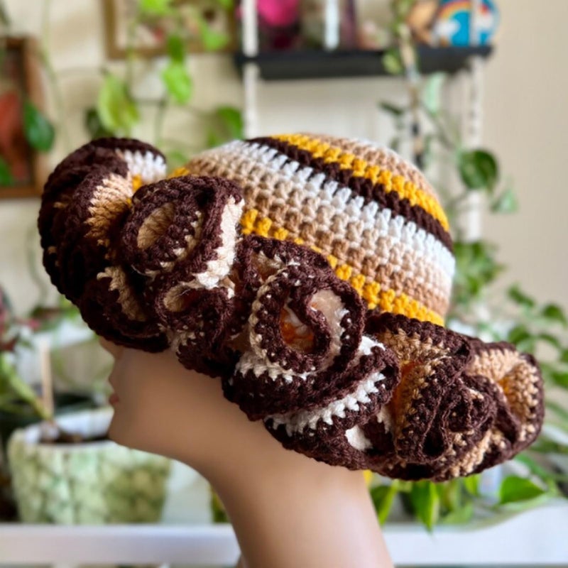 QERPON Handmade Crochet Bucket Hat for Woman Teen Outdoor Commute Fisherman Hat Ruffled Brim Winter Windproof Hat - Image 3