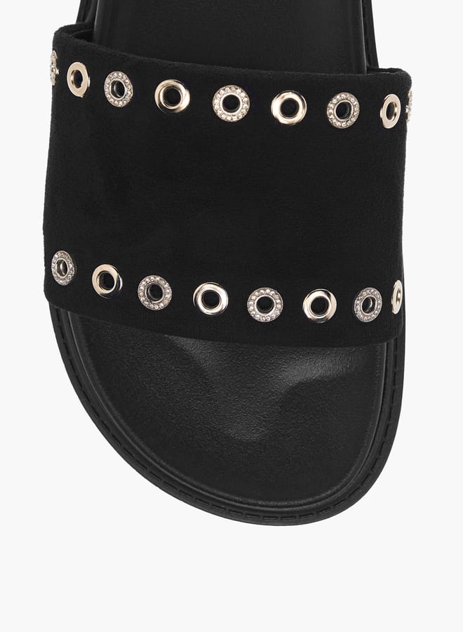 سيليست صنادل نسائية مسطحة سهلة الارتداء بتفاصيل دانتيل - Image 3