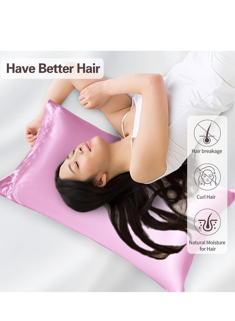 Bukela Satin Silk Pillowcases for Skin and Hair,Set of 2 Satin Pillow Cases for Women with Envelope Closure,Soft Breathable Smooth Cooling Silk Pillow Covers for Gifts，Pink，Standard (20" x 26")  - Image 2