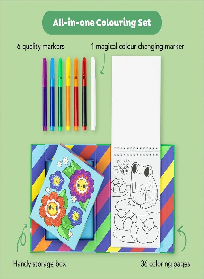 Tiger Tribe Color Change Coloring Set - Garden Friends with Magic Markers for Kids | Rainbow Colors & Creative Play | Portable Activity Kit for Travel & Play - Image 2