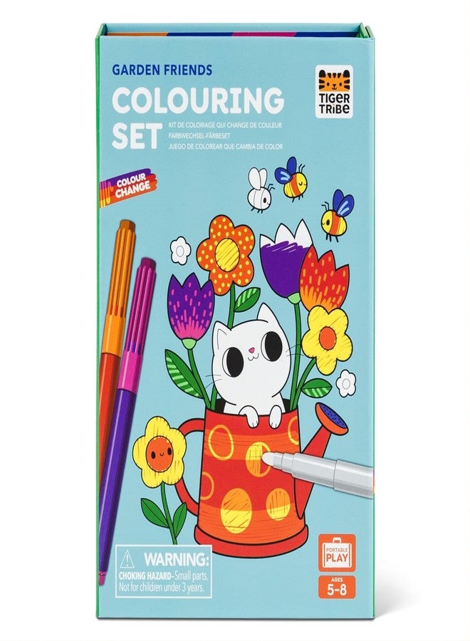 Tiger Tribe Color Change Coloring Set - Garden Friends with Magic Markers for Kids | Rainbow Colors & Creative Play | Portable Activity Kit for Travel & Play - Image 1