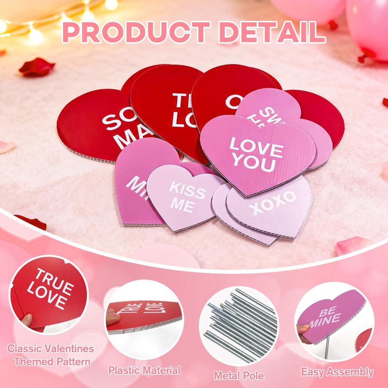 Keoholi 9 Pcs Valentine Yard Sign Valentine'S Day Yard Stake With Conversation Heart Valentines Garden Stake Valentines Day Outdoor Decorations For Pathway Wedding Lawn - Image 3