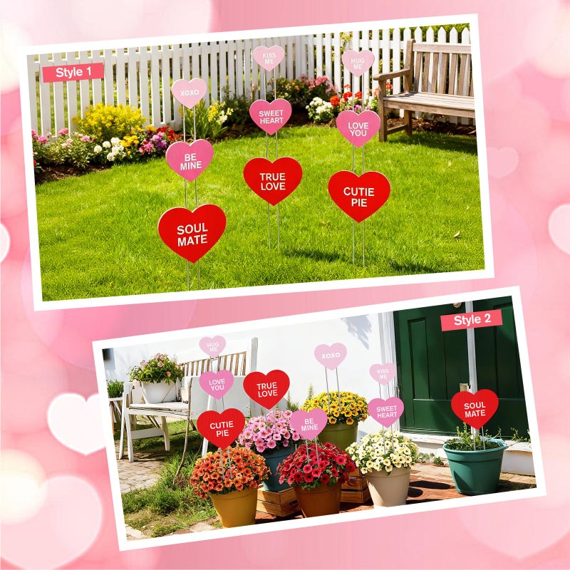 Keoholi 9 Pcs Valentine Yard Sign Valentine'S Day Yard Stake With Conversation Heart Valentines Garden Stake Valentines Day Outdoor Decorations For Pathway Wedding Lawn - Image 4