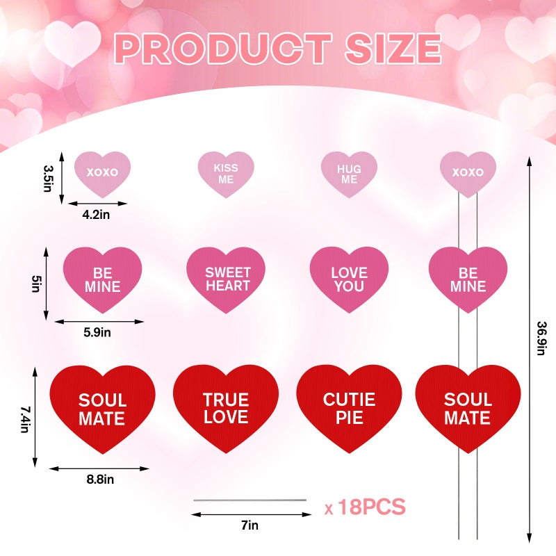 Keoholi 9 Pcs Valentine Yard Sign Valentine'S Day Yard Stake With Conversation Heart Valentines Garden Stake Valentines Day Outdoor Decorations For Pathway Wedding Lawn - Image 2