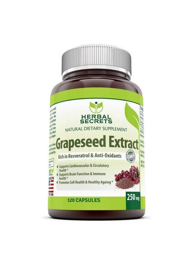 Herbal Secrets Grapeseed Extract 250 Mg 120 Capsules (Nongmo) Supports Cardiovascular Health Immune Function And Healthy Aging* Promotes Brain Function* - Image 1