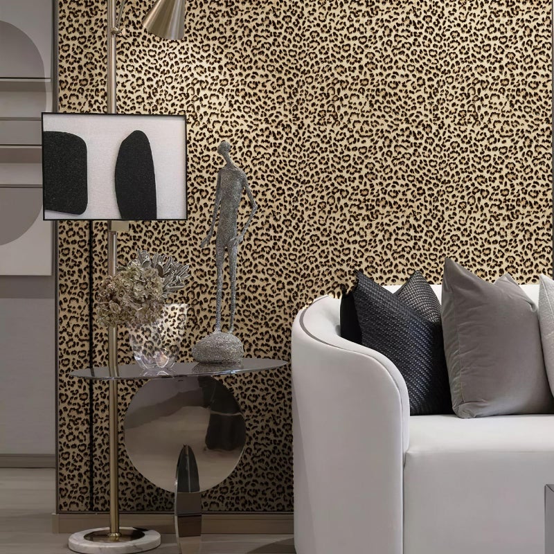 JiffDiff Leopard Print Peel and Stick Wallpaper, Waterproof Removable Self Adhesive Textured Wall Paper, Yellow Unique Funky Cheetah Contact Paper for Bedroom and Bathroom 800"X17.3"(96.2 sq. ft) - Image 3