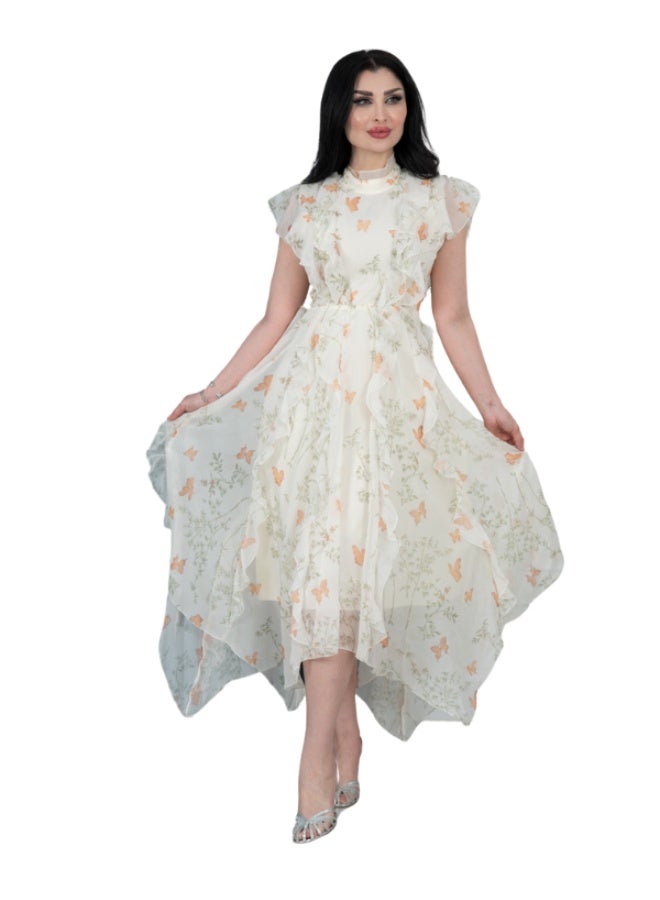 Angham Al-Tabi'a Nature-Inspired Chiffon Maxi Dress  - Image 1