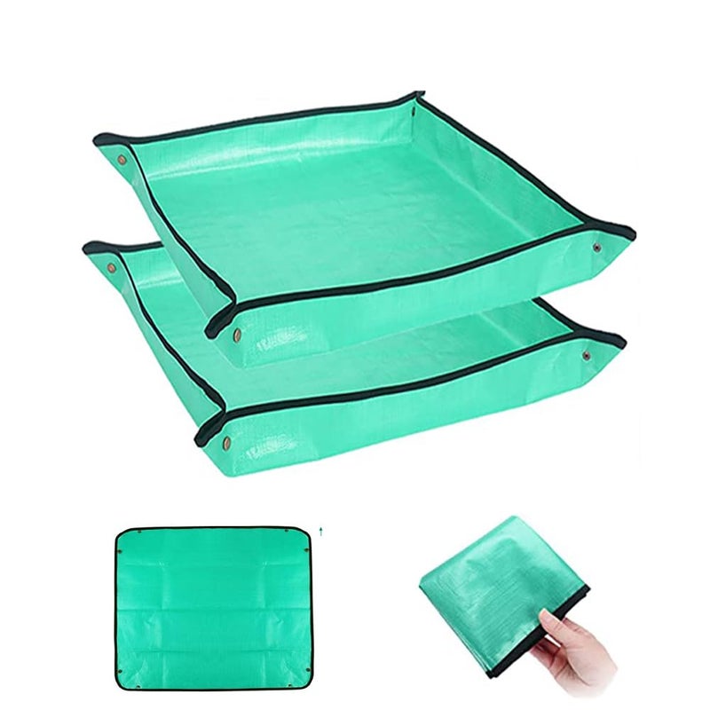 BIUWING 2PCS 394 x 394 Plant Repotting Mat Waterproof Transplanting Mat Indoor Succulent Potting Mat Portable Gardening Soil Changing and Watering mat Square and Foldable Garden mat