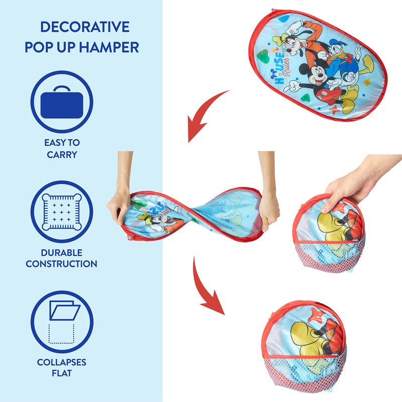 Idea Nuova Disney Mickey Mouse Pop Up Hamper with Durable Carry Handles, 21'' H x 13.5'' W X 13.5'' L - Image 2