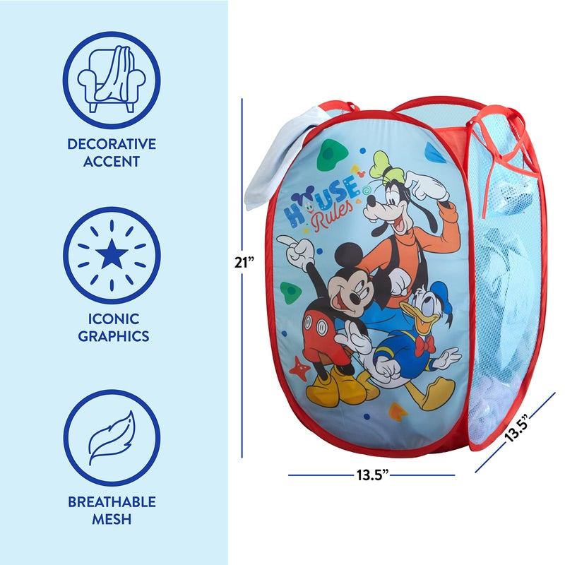Idea Nuova Disney Mickey Mouse Pop Up Hamper with Durable Carry Handles, 21'' H x 13.5'' W X 13.5'' L - Image 3