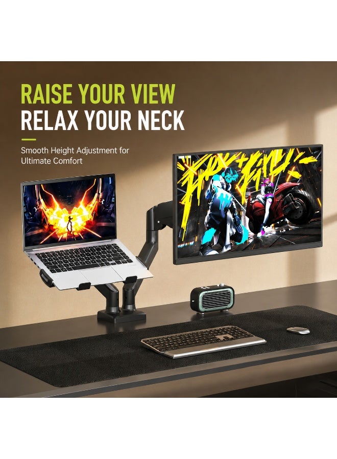 Dual Monitor Arm Stand, Adjustable Gas Spring Monitor Mount for 17-32 Inch Screens, Heavy Duty Aluminum Alloy Desk Mount with 360° Rotation, Full Motion VESA Monitor Holder for Gaming Office Setup - Image 4