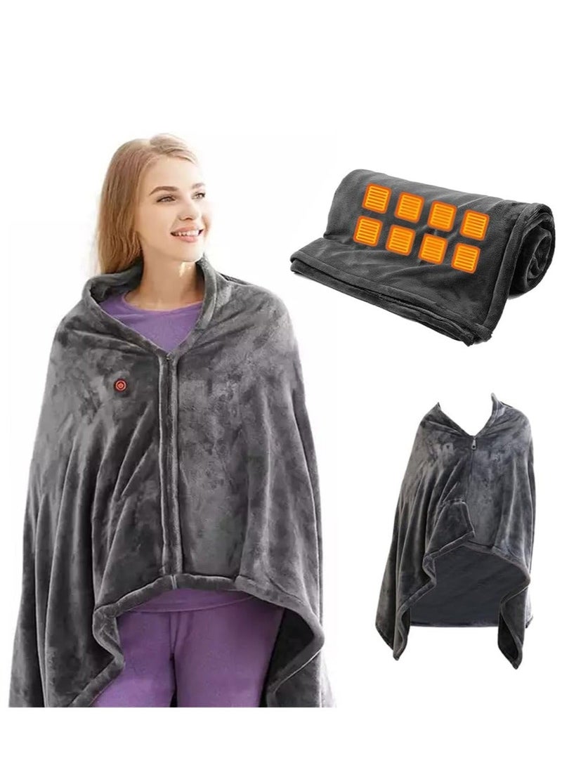 DMG TECH Heating Pad Electric Heating Shawl USB Heated Throw Blanket with Zipper Wearable Heated Throw Blanket with 3 Heating Levels Coral Velvet Blanket for Home Office Travel Use(150 * 85cm)  - Image 1