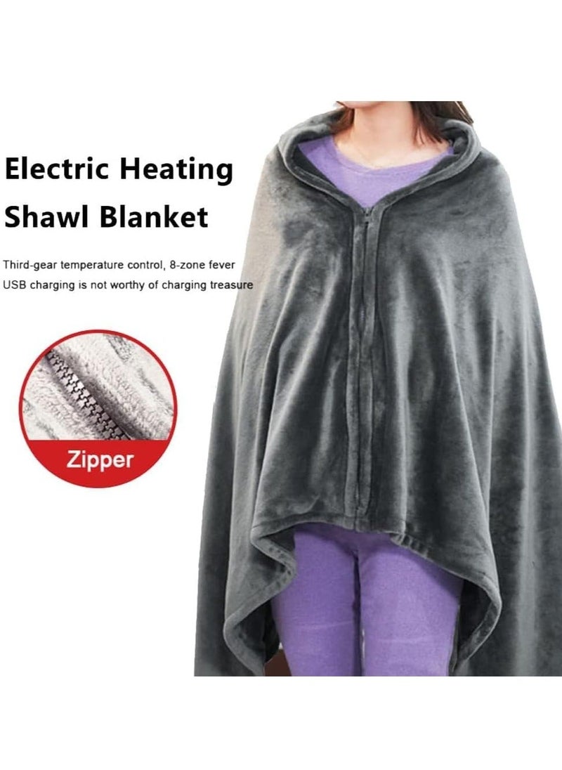 DMG TECH Heating Pad Electric Heating Shawl USB Heated Throw Blanket with Zipper Wearable Heated Throw Blanket with 3 Heating Levels Coral Velvet Blanket for Home Office Travel Use(150 * 85cm)  - Image 2