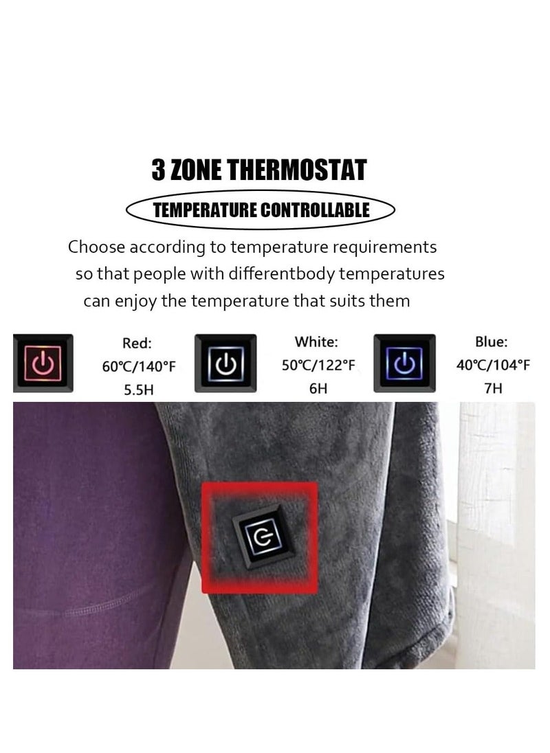 DMG TECH Heating Pad Electric Heating Shawl USB Heated Throw Blanket with Zipper Wearable Heated Throw Blanket with 3 Heating Levels Coral Velvet Blanket for Home Office Travel Use(150 * 85cm)  - Image 3