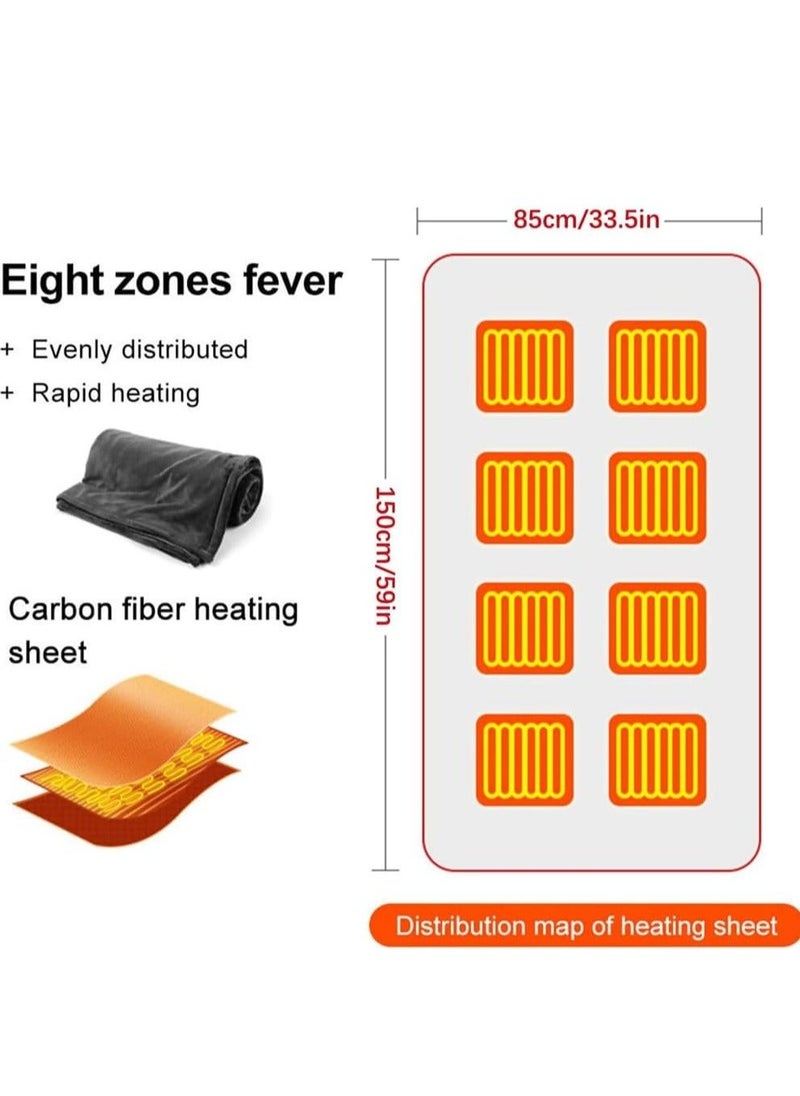 DMG TECH Heating Pad Electric Heating Shawl USB Heated Throw Blanket with Zipper Wearable Heated Throw Blanket with 3 Heating Levels Coral Velvet Blanket for Home Office Travel Use(150 * 85cm)  - Image 4