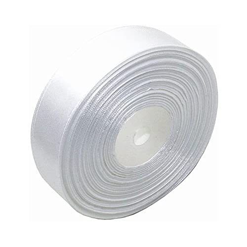 Aakriti Viscose Satin Ribbon Roll, 1 inch Wide 50 Yard Length Dyable Ribbon for Wedding, Party Decoration, DIY Hair Accessories, Sewing, Gift Wrapping, Invitation Embellishments (White) - Image 1
