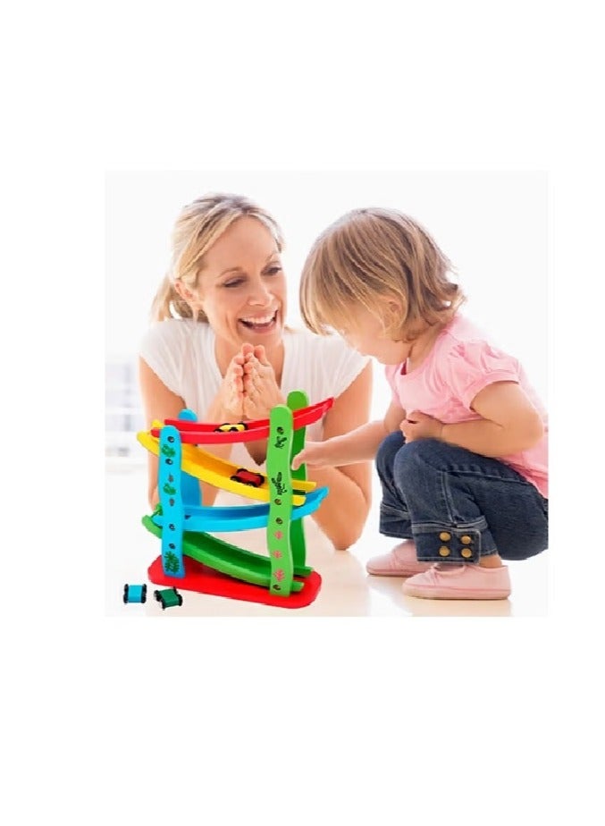 4 Layers Children Wooden Sliding Motor Racing Track Toy Car Game Ramp Racers With Cars - Image 4