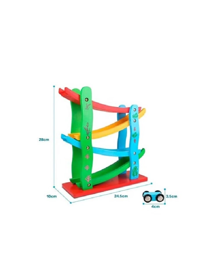 4 Layers Children Wooden Sliding Motor Racing Track Toy Car Game Ramp Racers With Cars - Image 3