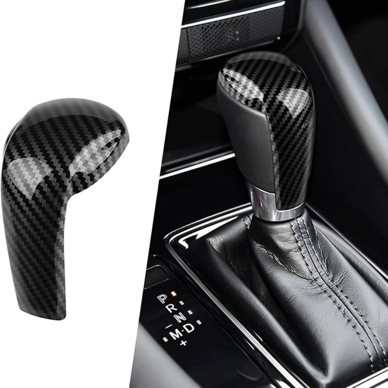 ABS Silvery Sport Shift Knob Cover Trim for Mazda CX5 MX5 2 3 6 Models Carbon Fiber Pattern Car Interior Upgrade Accessory - Image 1