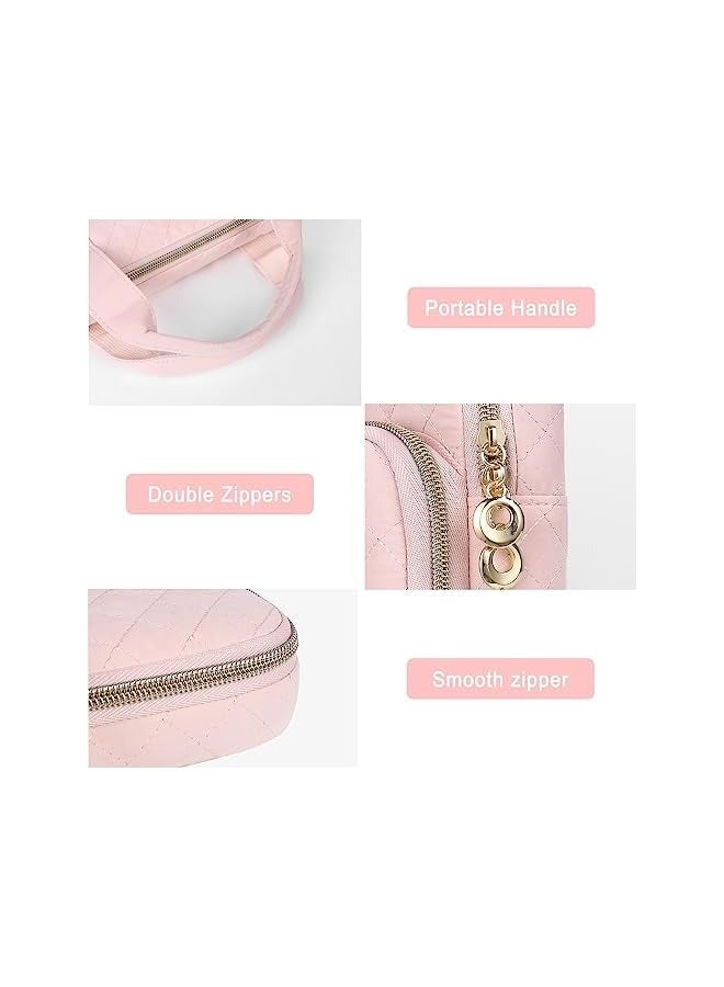 Mosiso 360 Protective Laptop Sleeve Compatible with MacBook Air/Pro,13-13.3 inch Notebook,Compatible with MacBook Pro 14 M3 M2 M1 2024-2021, Square Quilted Bag with 2 Pockets&Handle&Belt, Chalk Pink  - Image 4