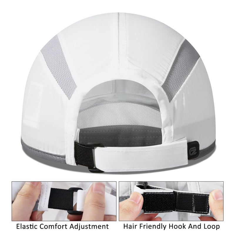 GADIEMKENSD Baseball Cap Nylon Running Outdoor Sports Hat for Men Woman Adjustable Quick Drying Reflective Foldable 50+ UPF Inhibit UV Mesh Water Repellency Race Performance Lightweight White - Image 3