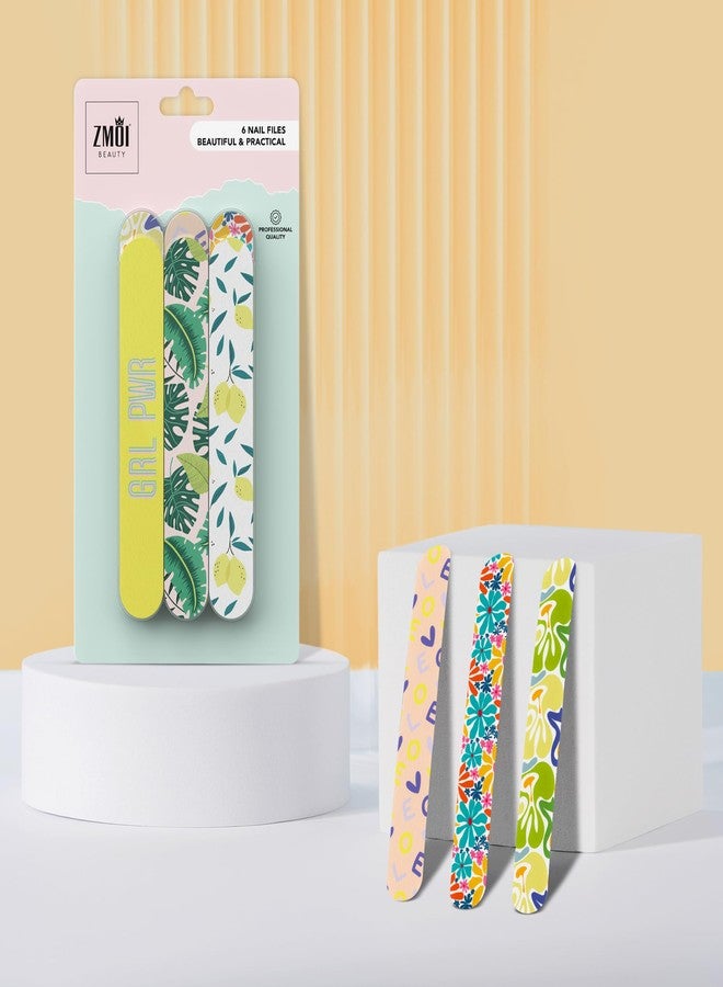 ZMOI Nail Files - Professional Medium Emery Boards 6 Dual-Sided Medium, Fine Grit for Natural/Acrylics - Nail Shapers to Smooth/Refine Nails (Pack of 1) - Image 2