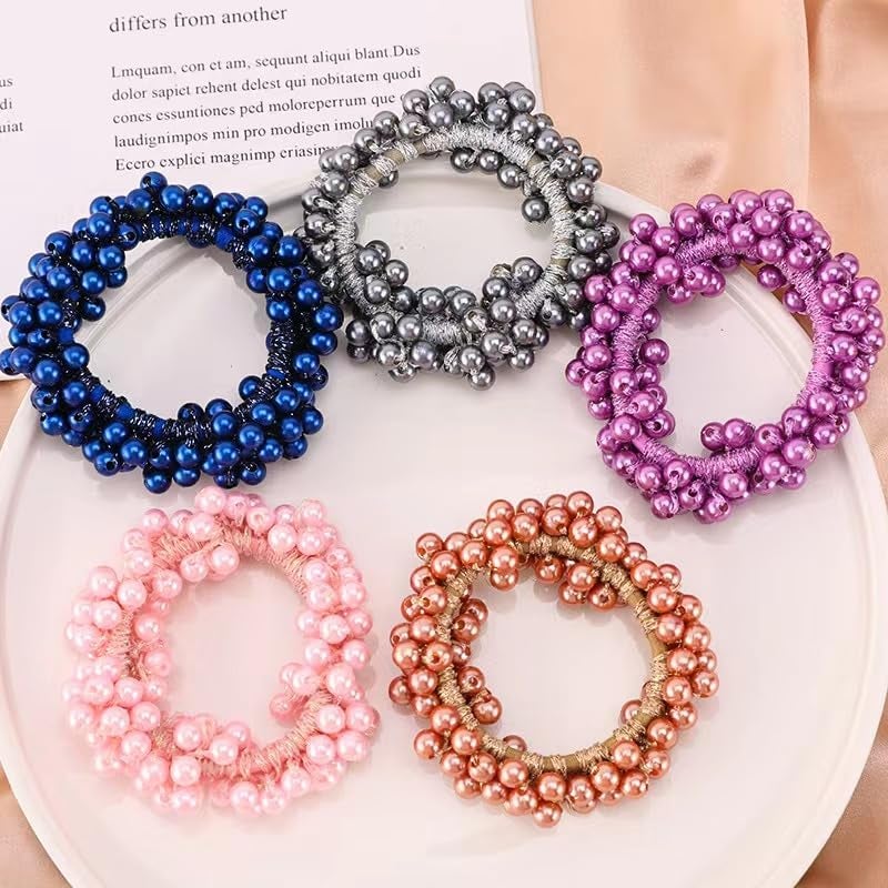 Samyak 6 Pcs Pearl Hair Ties Ponytail Holders For Women & Girls, Imitation Pearl Hair Accessories - Image 2