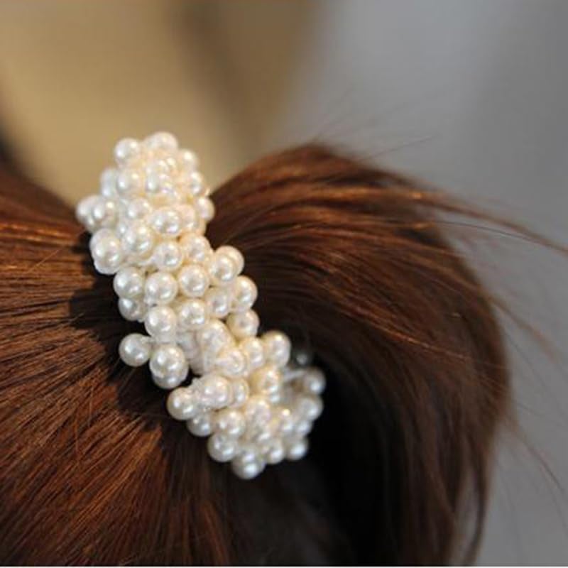 Samyak 6 Pcs Pearl Hair Ties Ponytail Holders For Women & Girls, Imitation Pearl Hair Accessories - Image 5