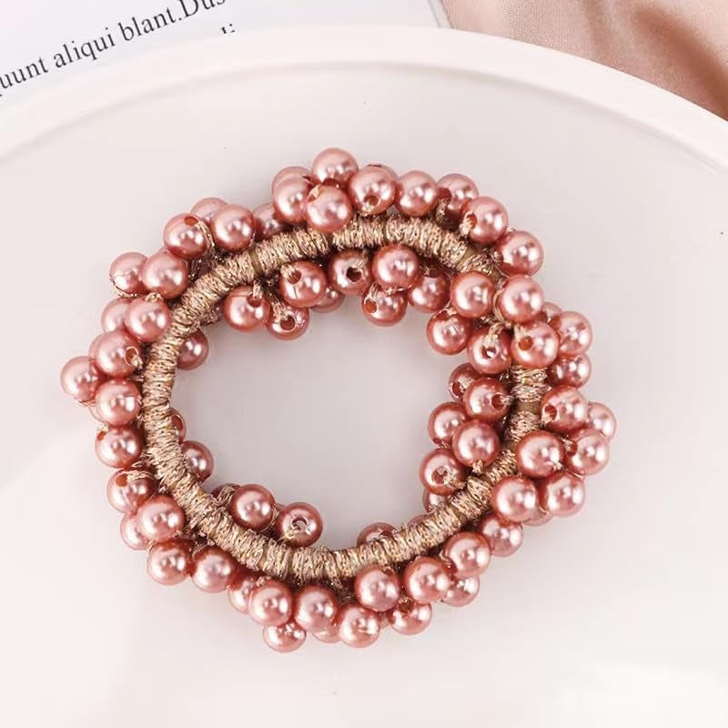 Samyak 6 Pcs Pearl Hair Ties Ponytail Holders For Women & Girls, Imitation Pearl Hair Accessories - Image 3