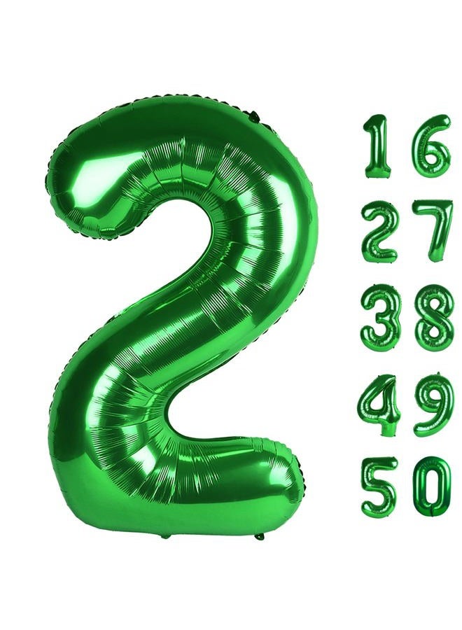 Kelfuoya 40 Inch Balloon 2 Number Balloons,Giant Number 2 Balloons Foil Mylar Helium Green Number Balloons for 12th 20th 21st Birthday Party Supplies Anniversary Event Celebration Decorations - Image 1