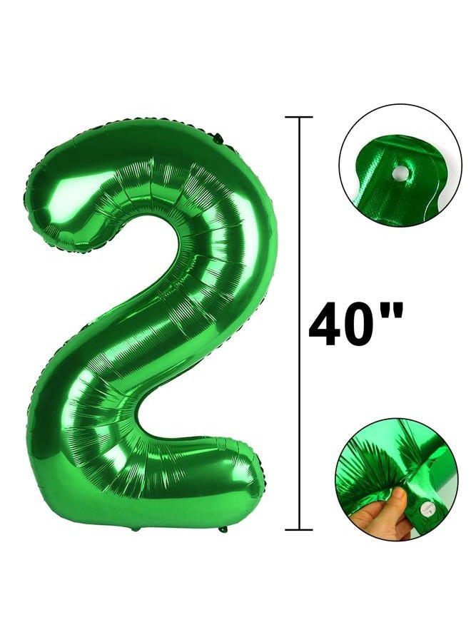 Kelfuoya 40 Inch Balloon 2 Number Balloons,Giant Number 2 Balloons Foil Mylar Helium Green Number Balloons for 12th 20th 21st Birthday Party Supplies Anniversary Event Celebration Decorations - Image 2