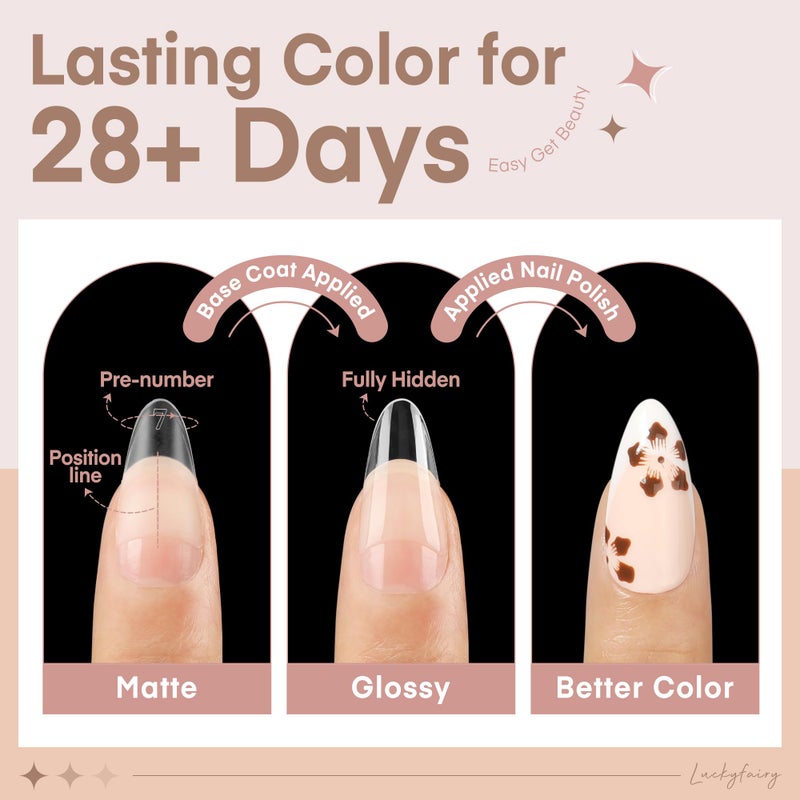 Luckyfairy Medium Almond Shape Nail Tips Half Cover 360pcs Medium Nails Double Sided Matte Almond Nail Tips Strong Lasting for Acrylic Press On Nails, 12 Sizes Luckyfairy Gelly Tips - Image 5