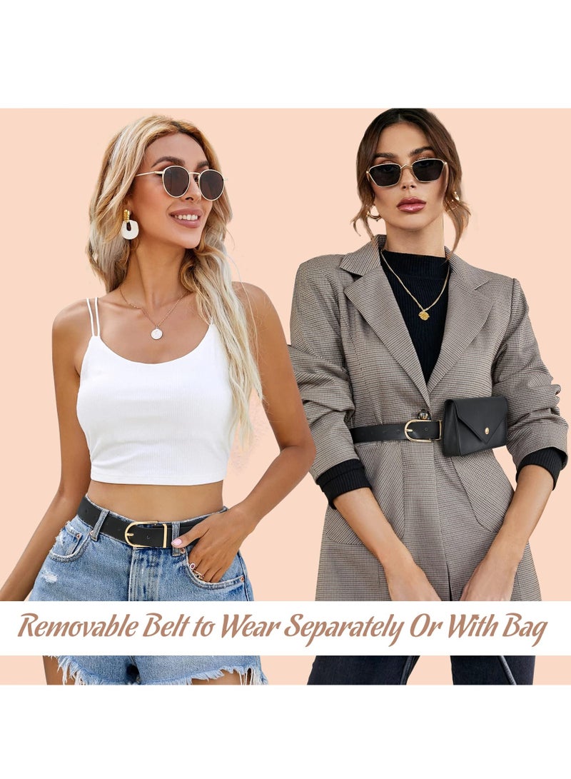 Pack for Women Men Leather Waist Bag Outdoor Travel Sports Running Walking Hiking Belt Slim Cell Phone Purse Casual Waist Wallet Pouch
