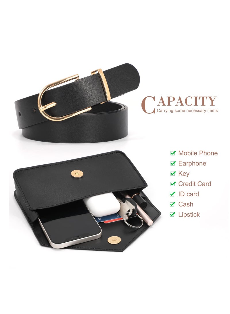 Pack for Women Men Leather Waist Bag Outdoor Travel Sports Running Walking Hiking Belt Slim Cell Phone Purse Casual Waist Wallet Pouch