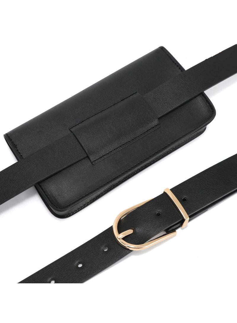 Pack for Women Men Leather Waist Bag Outdoor Travel Sports Running Walking Hiking Belt Slim Cell Phone Purse Casual Waist Wallet Pouch